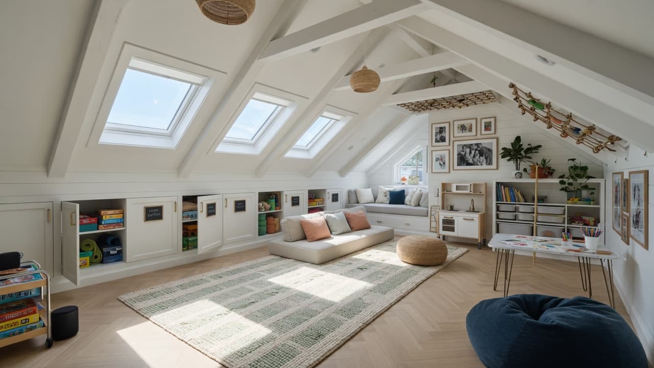 Playroom / flex space — luxury home transformation inspiration by Vantage Construction