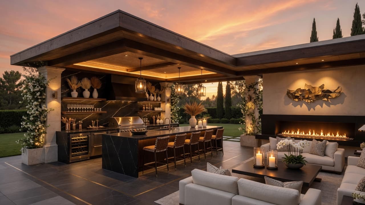Entertainment pavilion — luxury home transformation inspiration by Vantage Construction
