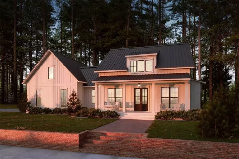 Design view 2 of The Modern Homestead, a 1,448 sq ft Modern Farmhouse custom home design available through Vantage Construction