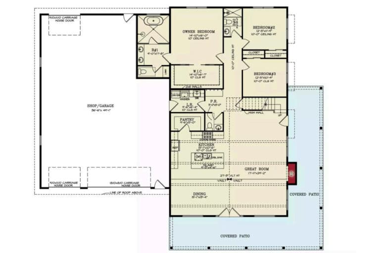 Design view 5 of The Alderwood (Cypress Hollow Barndominium), a 2,577 sq ft Barndominium custom home design available through Vantage Construction