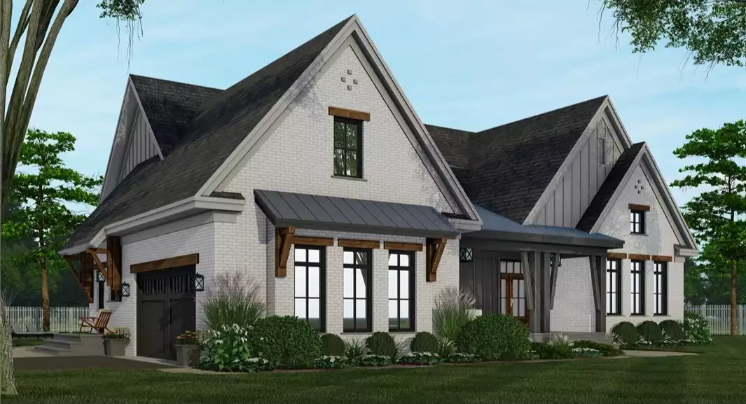 Design view 3 of The Silverleaf Manor, a 2,364 sq ft Modern Farmhouse custom home design available through Vantage Construction