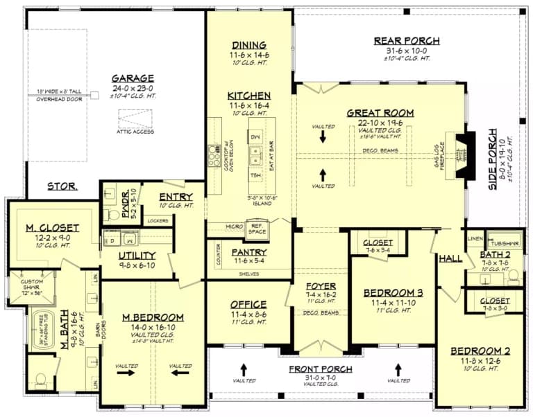Design view 5 of The Fairview Ranch, a 2,407 sq ft Modern Farmhouse custom home design available through Vantage Construction