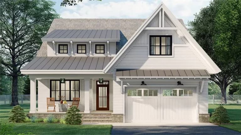 Front elevation of The Emerald Cottage, a 2,889 sq ft Cottage Farmhouse custom home design available through Vantage Construction