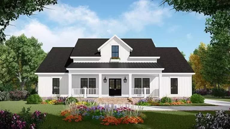 Front elevation of The Willow Haven, a 1,800 sq ft Modern Farmhouse custom home design available through Vantage Construction