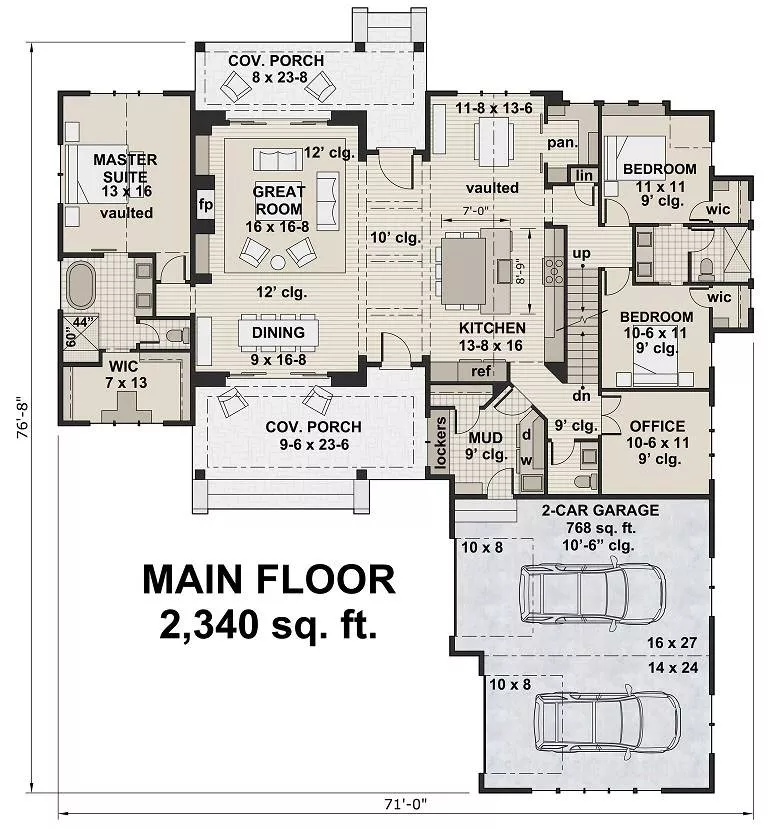 Design view 4 of The Westbrook Estate, a 2,340 sq ft Modern Farmhouse custom home design available through Vantage Construction