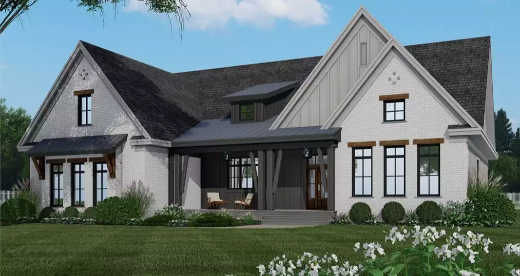 Design view 2 of The Silverleaf Manor, a 2,364 sq ft Modern Farmhouse custom home design available through Vantage Construction