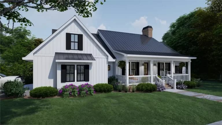 Front elevation of The Magnolia Retreat, a 2,192 sq ft Farmhouse custom home design available through Vantage Construction
