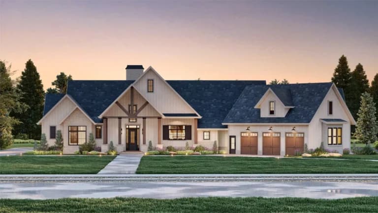Custom home at dusk