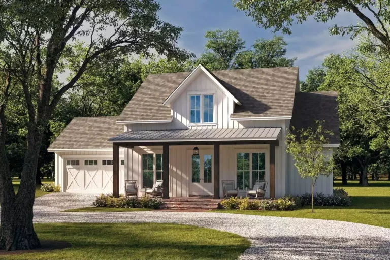 Front elevation of The Cypress Hollow Farmhouse, a 1,479 sq ft Modern Farmhouse custom home design available through Vantage Construction