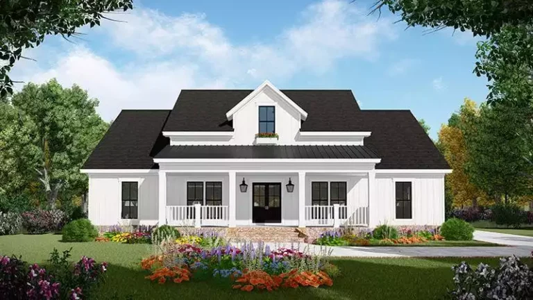 Front elevation of The Willow Haven, a 1,800 sq ft Modern Farmhouse custom home design available through Vantage Construction
