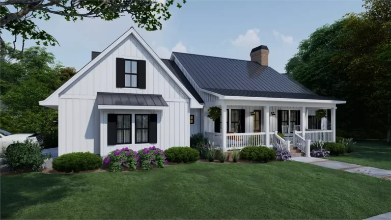 Front elevation of The Magnolia Retreat, a 2,192 sq ft Farmhouse custom home design available through Vantage Construction